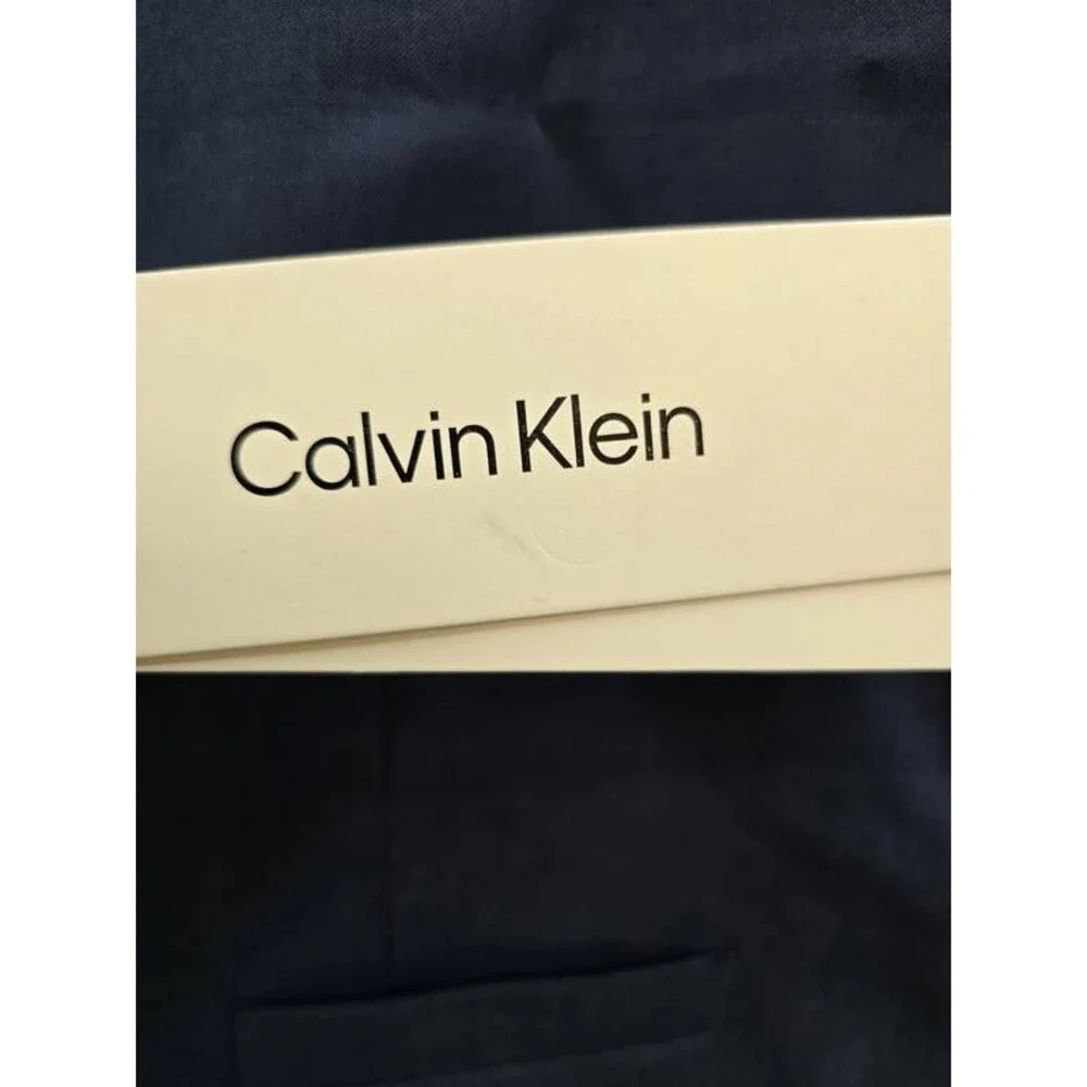 Calvin Klein Slim-Fit Wool Infinite Stretch Suit Vest Men's L Blue Button Front